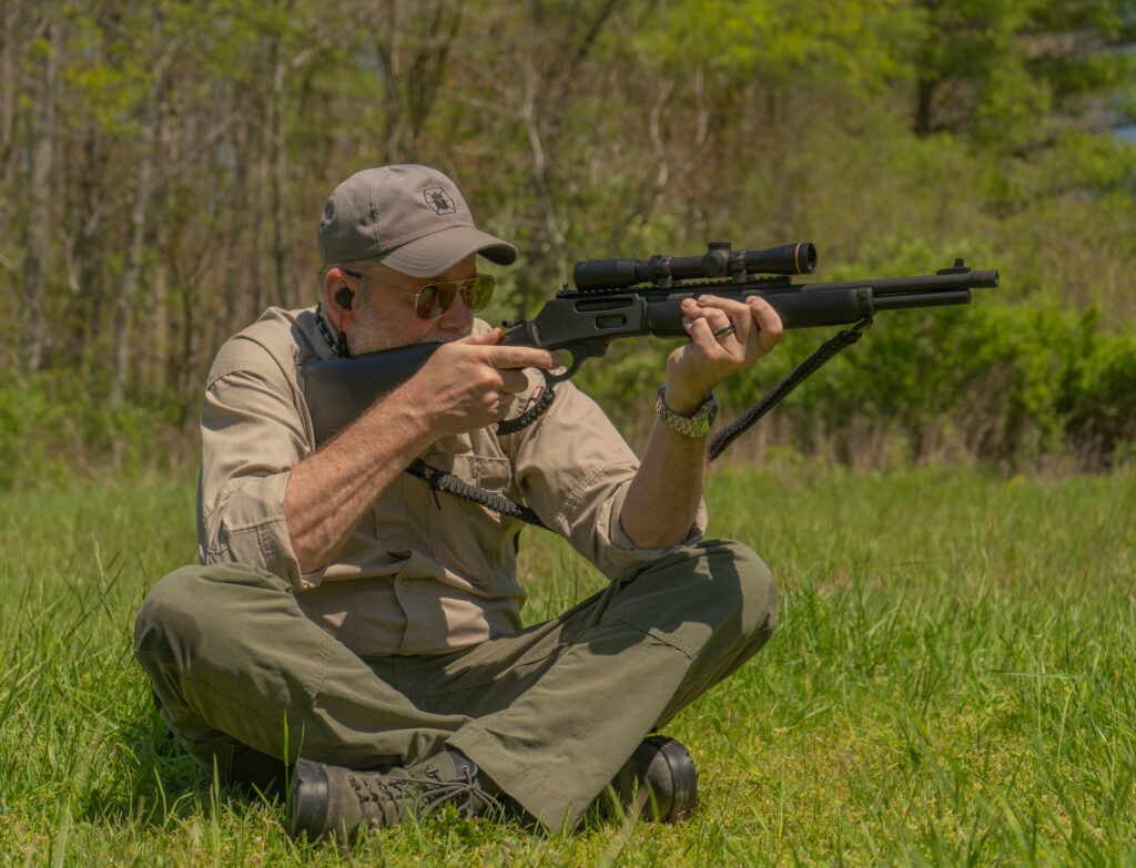 Sitting lever action GP rifle drill