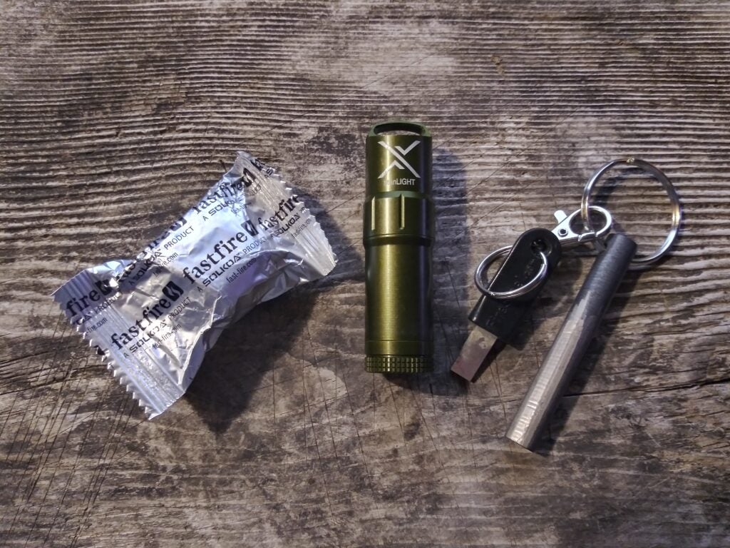 Survival tools for starting a fire.