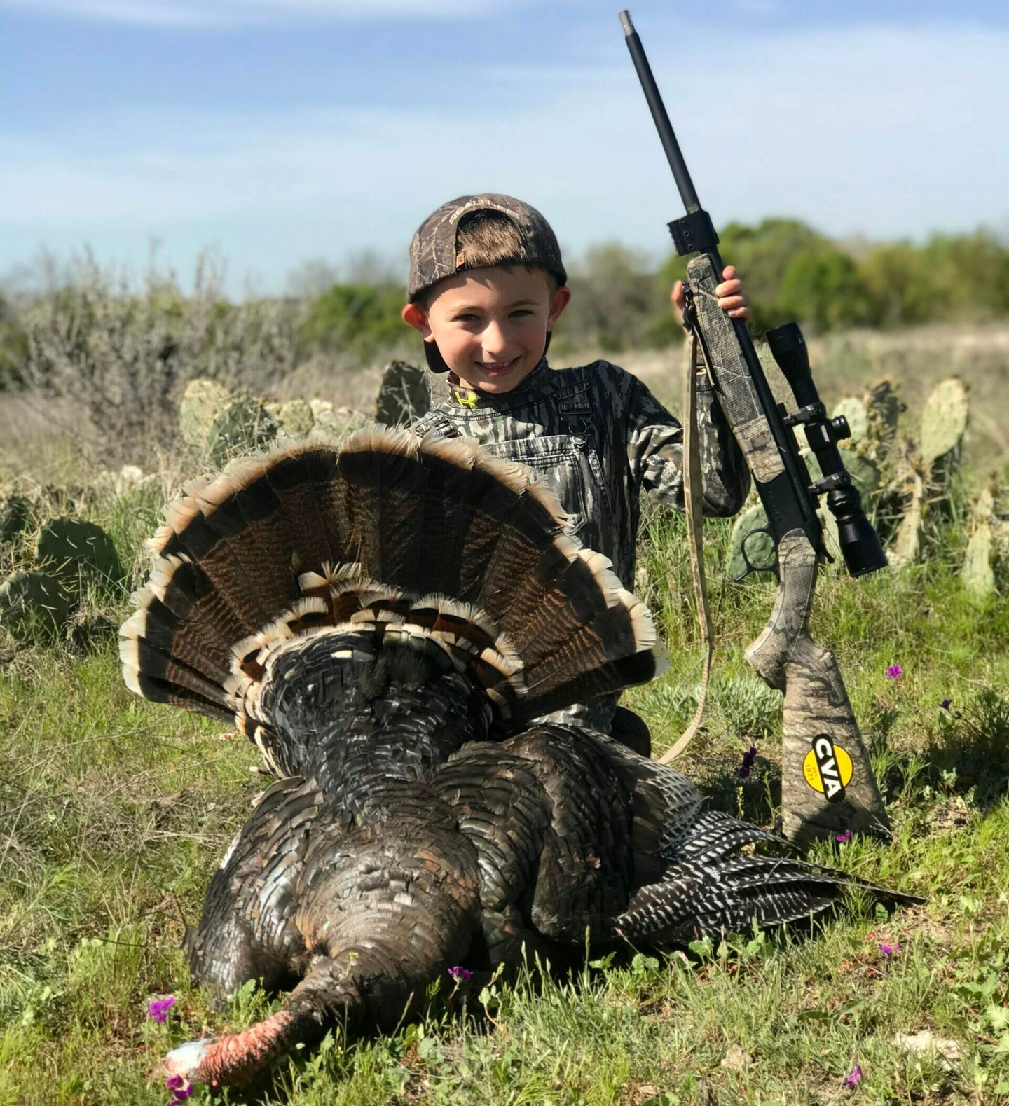 youth hunter shoots his first wild turkey