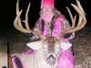 Woman in pink with giant Wisconsin buck