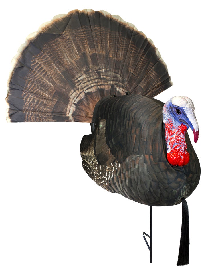 Carry-Lite prints high-definition photographic reproductions of animal skin on cloth coverings slipped over soft-plastic bodies. The new Bob'n Tail Tom decoy adds a movable tail fan. Not only are the colors and feather reproduction amazingly realistic in both sunny and cloudy conditions, but the adjustable tail-fan assembly reproduces the movement of a gobbler as he fans back and forth in front of his hens. The Bob'n Tail does require some fine-tuning to properly adjust the counterweighted tail-fan system, and assembly is a bit tricky in the dark. However, the work is worth it because this deke draws a hot gobbler right into range. Once you've mastered its intricacies, you'll find that the decoy easily disassembles for storage in a mesh carry sack. --Bruce Matthews<br />
**<br />
Manufacturer:** Carry-Lite (CarryLiteDecoys.com)<br />
<strong>Price:</strong> $50
