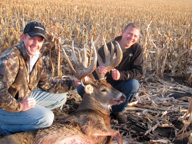 <strong>"One Man Shoots Two Deer"</strong> is a headline that seems to pop up every year during the rut, as hunters encounter locked bucks and elect to harvest both animals. Far more rare is the twofer experienced by Kellen Meyer (left) and Jordan Owens. The pair was hunting on Owens' farm during the Nebraska firearms season when this 20-point Cornhusker giant topped a hill 250 yards from where the two men were hunkered down at opposite ends of a U-shaped draw. Learn how these lifelong friends handled what may be the most unusual success story of the season.