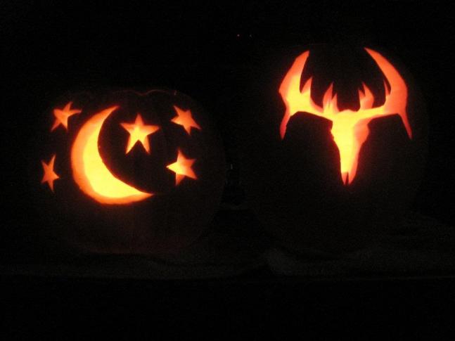My wife and I wanted to show our artistic abilities and ended up setting the scene with two pumpkins. We came up with Nocturnal buck as the title b/c the big boy is out there underneath the moon and stars while we can only chase him during the day. Happy Halloween!