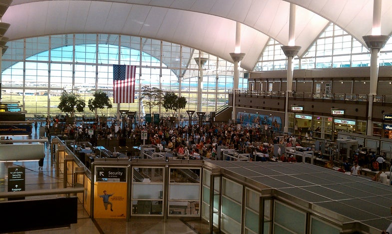 security, denver airport, tsa, waiting in line