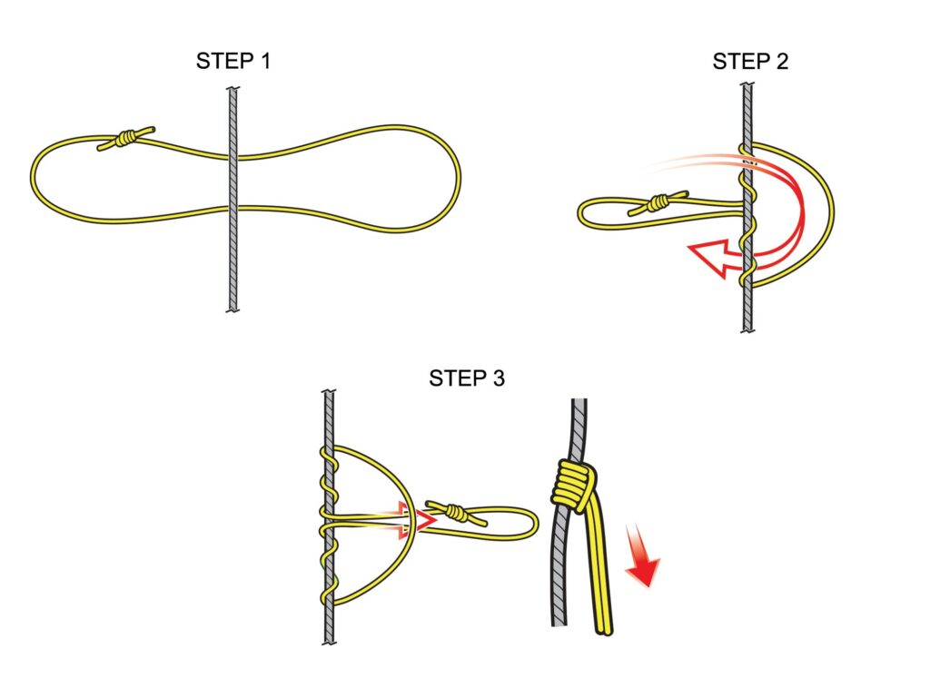 prusik knot, how to tie a knot, hunting tip, how to make a safety rope