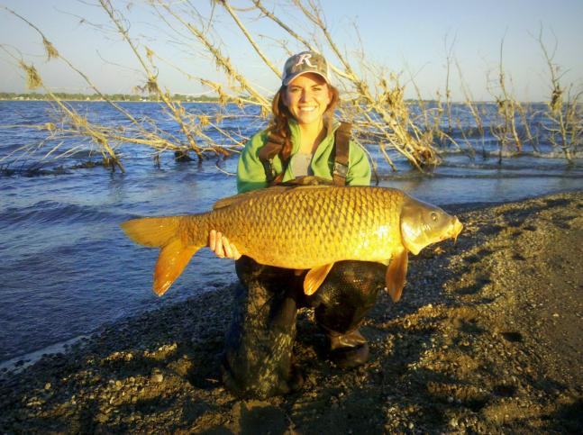 I was out in waves almost deeper than I was tall and this nasty carp about pulled me across the lake!
