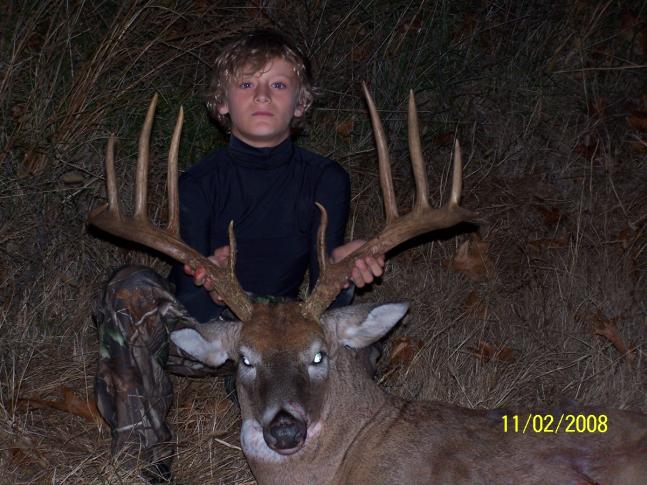 11 year old Hunter Yust is the son of my neighbor and good friend Neil Yust. This past November during the youth hunting season Hunter(appropiatly named) shot this massive 162.5 buck, near his home in Carthage, Missouri.