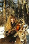 my sister sandra shot this nice 8 point on the second to last day of gun season in NY. it was on a very cold sngle digit day around 730am with her 20 gauge.