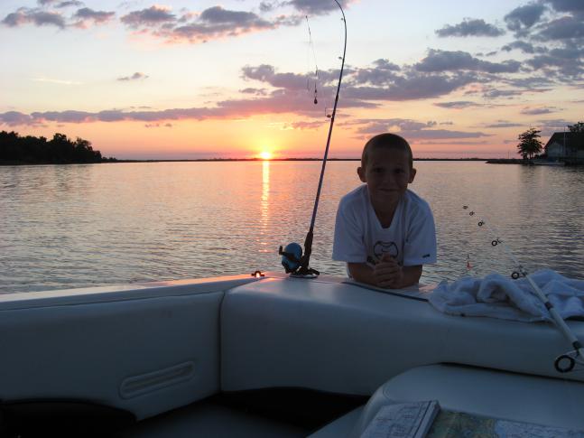 My son,Colin Green, asked for a father and son overnite fishing trip on the boat for his birthday. We anchored in a cove on Coulbourn Creek in Tanger Sound after fishing all day out in the Chesapeak. What a great memory with my son. It was a perfect day.