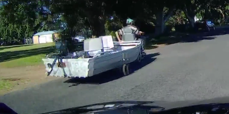 Video: Man Uses Mobility Scooter to Tow Fishing Boat