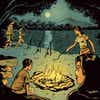 catfish camping campfire illustration