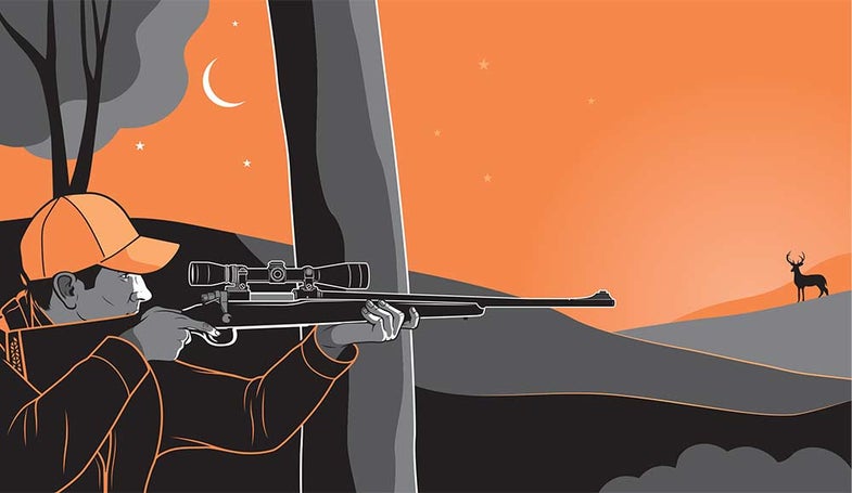 hunting buck at night illustration
