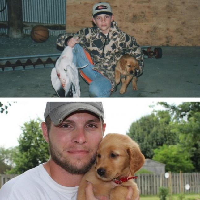 My dad got me my first Golden retriever, Gunner, when I was in 5th grade. Four years ago, I lost my huntin' buddy after 11 great seasons of chasing birds around Southeast Missouri. Now, I am finally finished of optometry school and the cycle continues with my new partner-in-crime, Percy. I can only pray I will be fortunate enough to experience all the memories with him as I did with Gunner.