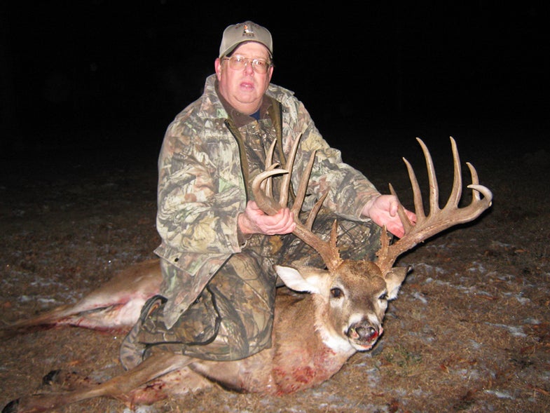 <strong>A decision last year by the Oklahoma Department</strong> of Wildlife Conservation to extend the whitetail hunting season by two weeks and to allow crossbow hunting for the first time paid off big-time for longtime Foyil deer hunter Wade Ward. Hunting during a cold snap on January 11, 2011, Ward finally got a shot at a huge 14-pointer he'd been tracking on his trail camera for two years. The buck turned out to be the Sooner State's third largest typical--and the largest ever taken with archery equipment.