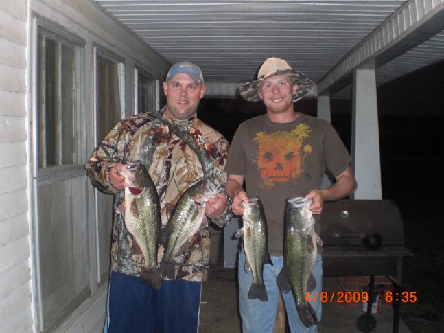 We were fishing small lakes in southern ky. Slowrolling giant spinnerbaits really paid off. We caught 40+ pounds of largemouth in a couple days. Most were caught on logs and points. The largest was seven pounds and we didn't catch many small fish. These fish were released after the picture. I enjoy eating fish but never the larger ones.