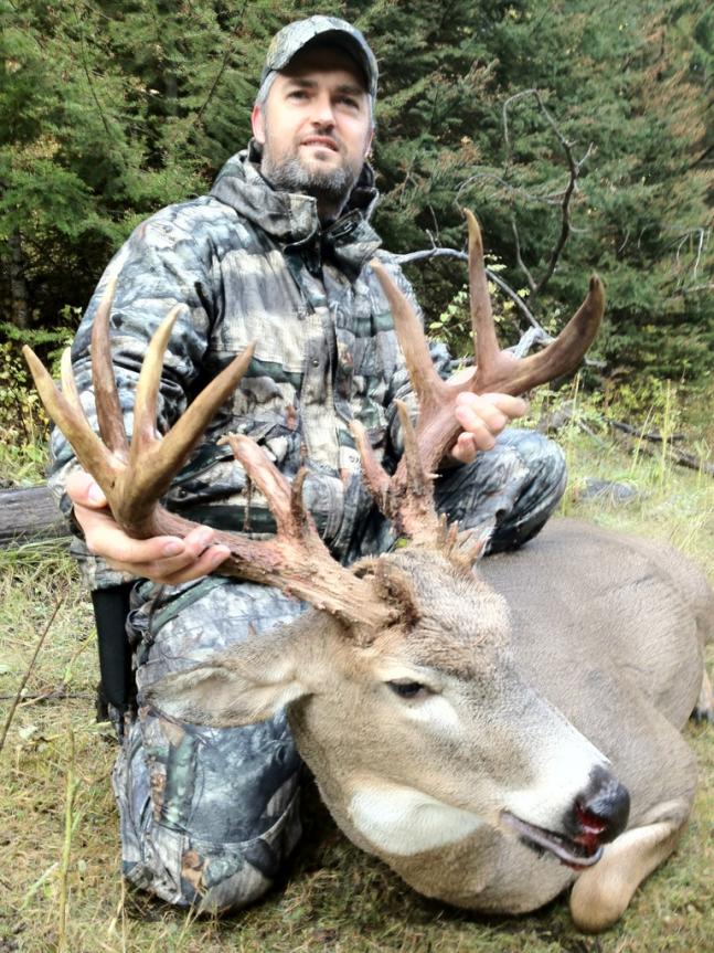 My cousin Mark, on his first deer hunt, shot this monster in north central Washington state with his grandfather's sporterized WWII M1 on land owned by the family for five generations. This is by far the grandaddy of all deer taken on this property.