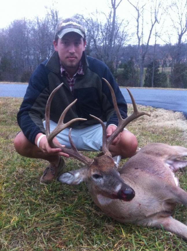 This buck was killed in Amherst, VA on December 20th. It stepped out of a thicket at noon to feed among some red oaks when I shot him with my Knight muzzleloader. Shows that there are some big ones left after rifle season!