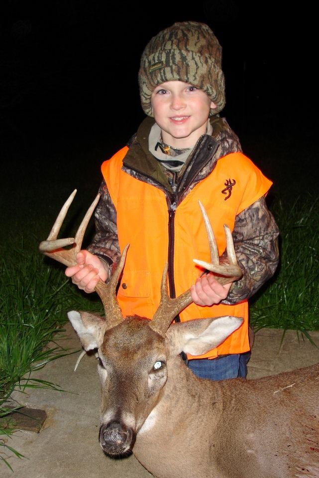 8 year old Braeden Brewer's first buck taken in Satartia, MS in January of 2012. The deer was taken with a .243.