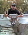 Nov 1st 2008 I shot this 9 point buck. The horton crossbow dropped him like a bad habit. I shot him around 25yrds and he ran 25-30 yrds and rolled into a creek bed. took me and 3 friends an hour and a half to get him out!! He weighed 215lbs field dressed!! Truly an amazing experience for me. The biggest Buck that I have killed!!