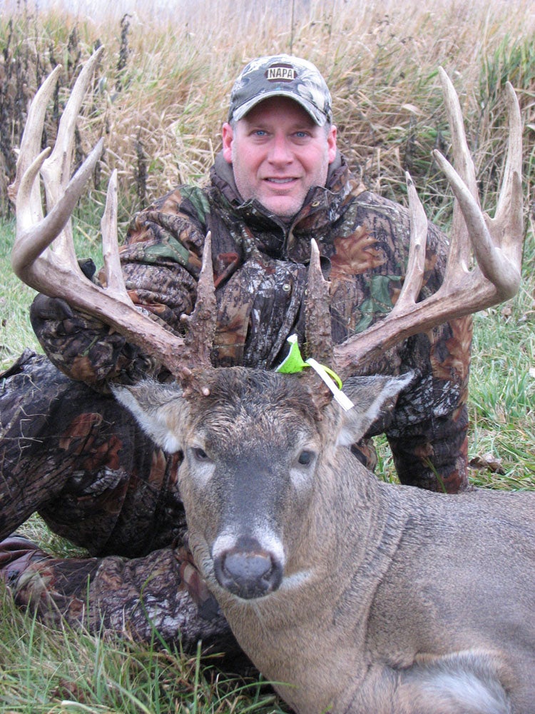 <strong>After hunting hard for</strong> several days straight, William "Dusty" Gerrits of Waupun, Wis., thought Nov. 6 might be a good time to take a break from the deer woods. It was Election Day, after all, and he also needed to get caught up on work at his auto parts business. But some promising trail cam photos and a favorable weather forecast changed his mind--which meant that Gerrits was in his stand when Wisconsin's next state-record archery typical charged in to challenge a smaller buck working a nearby scrape. Waiting out a five-minute game of cat-and-mouse between the bucks, Gerrits finally got his shot at a record. A final scoring completed earlier this month made it official: The big mainframe 12 with two stickers that Gerrits and his hunting buddies nicknamed "Big Surprise" netted 189 3/8, making it Wisconsin's third new typical record in seven years.