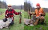 My husband and I got these two bucks within a half hour (and a quarter mile) of each other on opening day of shotgun season in Ohio 2011. His was a huge 8-point, with a spread of 26 inches. Mine had 10 points, but was small by comparison. Still, it was a very successful morning for both of us!