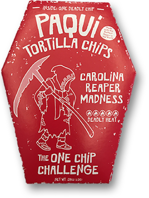 Paqui’s Carolina Reaper Chips are so hot that they come just one to a bag.