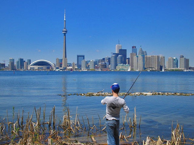 A sunny spring day spend fishing Toronto Islands for pike.