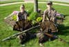 Twins Ashley and Mark Guilinger, hunting with their father Stan, bagged these twin gobblers on opening day of the 2012 Illinois youth turkey season. Hunting in Mercer county, they nailed their 18 pound birds an hour after sun up, as the gobblers hustled into the decoys set up 15 yards from their cover.