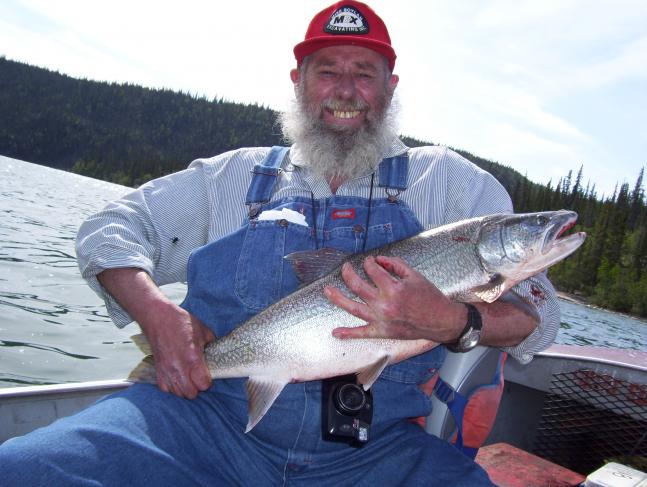 My Dad with a much deserved lake trout.
