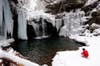 Local angler Toby Thompson had this waterfall on Kitchen Creek all to himself last December as he threw a Royal Wulff to native brook trout from a ledge covered in 15 inches of snow. "I was 2 miles from the access area, and not many people go up there at that time of year," says Thompson. "It's too rugged for cross-country skiers, and most other fishermen are hunting." He had better luck casting from the area under the long icicles to the left of the falls. "Trout are sleepy to begin with, so when it's cold you just try to find the best drift." He caught and released two foot-long brookies, on the large side for native fish here. "The fishing becomes secondary with a view like that," he says. "It's very good for your mental health."<br />
<strong>Location:</strong> Red Rock, Pennsylvania<br />
<strong>Issue:</strong> December, 2011/ January, 2012<br />
<em>Photo by Barry and Cathy Beck</em>