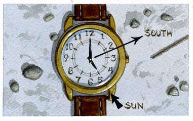 compass watch, homemade compass, survival tip, tell direction, sun compass