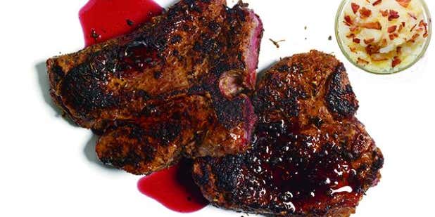 Blackened Venison Steaks with Red Wine and Black Pepper Syrup