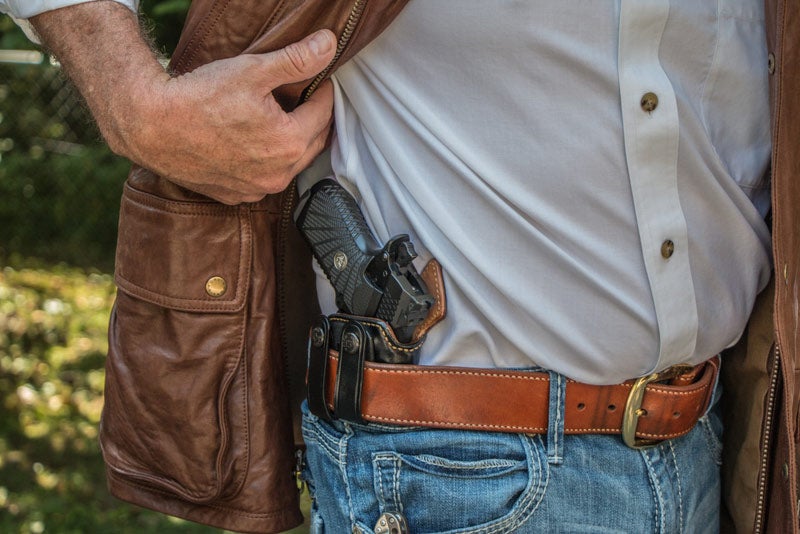 a concealed handgun in a hip holster