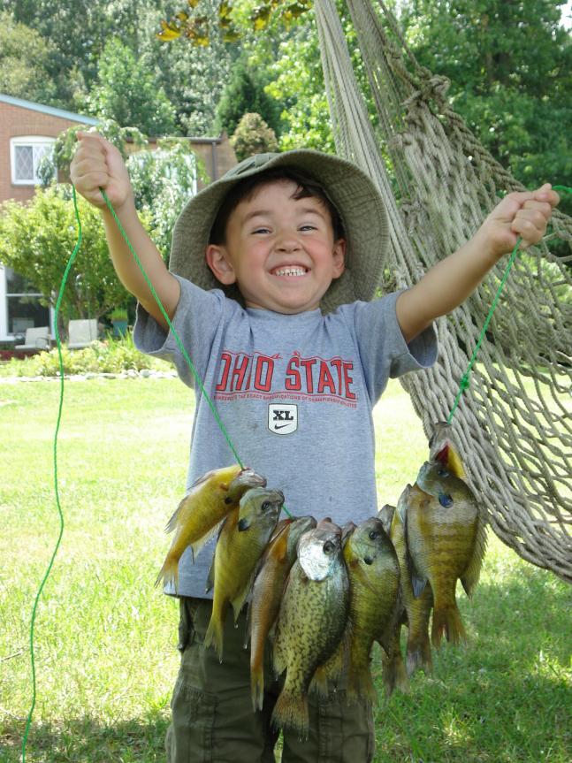 My son was soooo excited that we had caught all these fish. He especially liked letting them all go!