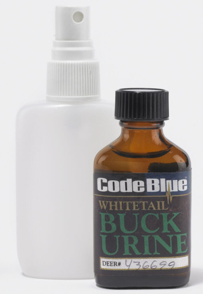 I always keep doe and buck urine in small spray bottles. These are re-fill-able, don't make a mess, and make an easier job of dispensing the liquid. <em>--Trent Wolter, Northville, Mich.</em>