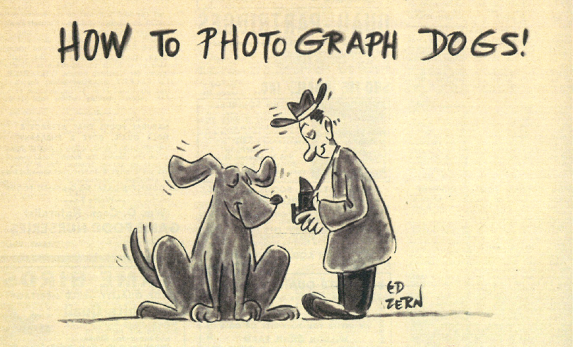 <a href="/articles/hunting/2010/08/fs-classic-how-photograph-dogs/"><strong>How to Photograph Dogs</strong></a><br />
No question about it, Ed Zern walked to the beat of a different drummer, and his penultimate creation, Orville Dykenfoos, was, in many ways, an entirely appropriate alter ego.  For Zern inhabited an alternate universe, one filled with out-of-kilter hunting and fishing yarns, obscure literary references, elaborate puns, and the doings of an inexhaustible supply of bemused friends. Beginning in 1958, Exit Laughing anchored the last page of Field &amp; Stream, and it remained a staple of the magazine for nearly 35 years.  Some columns would produce peals of laughter, others a wry smile; there were those, too, that produced letters from befuddled readers asking just what the hell was going on.  The editors didn't always know, which was fine by Zern. This particular Exit Laughing, which appeared in December 1959, will give readers a peek into Zern's fertile mind. And he came up with this stuff every month! <a href="/articles/hunting/2010/08/fs-classic-how-photograph-dogs/">Click here</a> to read the story.