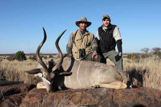 This was a Kudu the property owner asked us to watch for. It is full grown, but it's horns don't have three full turns like they should. They asked us to take him if we spotted him. My buddy actually pulled the trigger. We all agreed it looked like a mountain nyala.