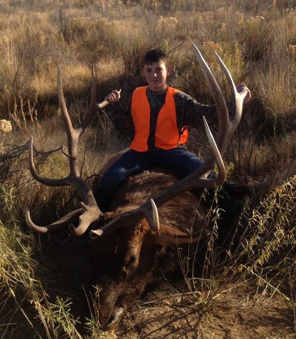 I am thirteen and this is my first year hunting a bull elk. I shot him with my Rifle up in De Beque second season. It is so exciting to have the chance to score something so bing and have my fourteen year old broher and dad there with me.