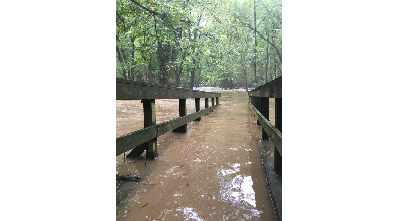 Fletcher's cove, footbridge, flooding Potomac