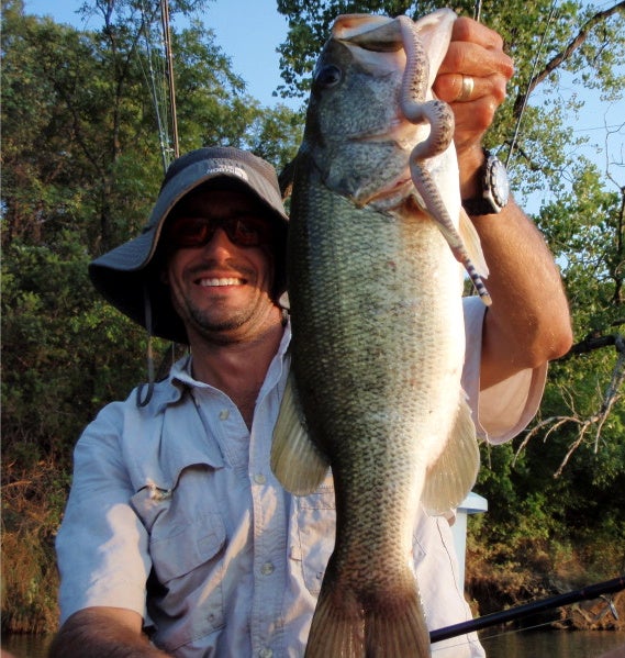 In 20 years of fishing the Upper Brazos River in Texas, Shane Davies of River Run Guide Service (214-418-9786) has earned a reputation for using unusual baits to catch big bass. But he topped himself on a recent outing, landing a 10-lb. largemouth with, of all things, a rattlesnake. Here's the story--with the pictures to prove it--of how Davies pulled off his unusual catch.