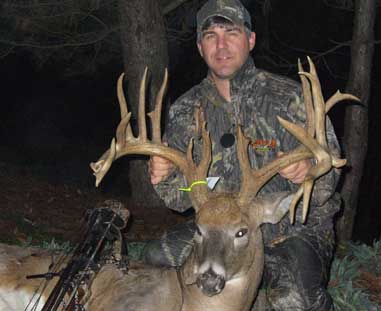 In 2005, Tim King shot this monster in Gurnsey County, OH, the largest by bow that year. The deer scored 219 5/8 atypical.