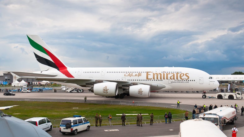 <em>The airbus A-380 served as the author's ride from Dubai to Harare, Zimbabwe.</em>