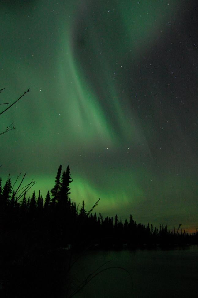 This is one picture of a few that I took of the northern lights while moose hunting in 2008.