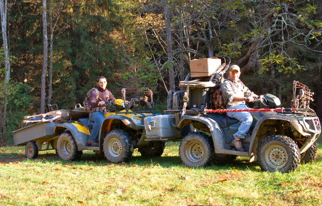 The main access road to our camp utilizes a low water bridge that was impassible most of the 2011 season due to heavy rains. This never stops us from loading up the four wheelers with a weekend's load of supplies and riding in the back trails to the property!