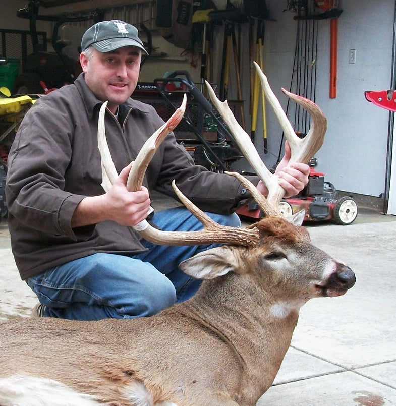 "I didn't tell a whole bunch of people about the buck," Jason says. "I knew a hunter had a trail cam pic of him from a neighboring property, from earlier in the fall. After I showed the buck to my friend who bowhunts, he brought over a measurer from Pope & Young who green-scored it right away. So I had some idea that it would be a really high-scoring buck."