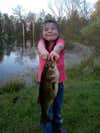 5 year old Makenzie Detter was fishing a private pond with her Dad &amp; Grandfather when she grabbed a worm, baited a hook with it, and cast out. The worm barely got wet before this lunker snatched it up. Makenzie set the hook and reeled it in, all by herself.