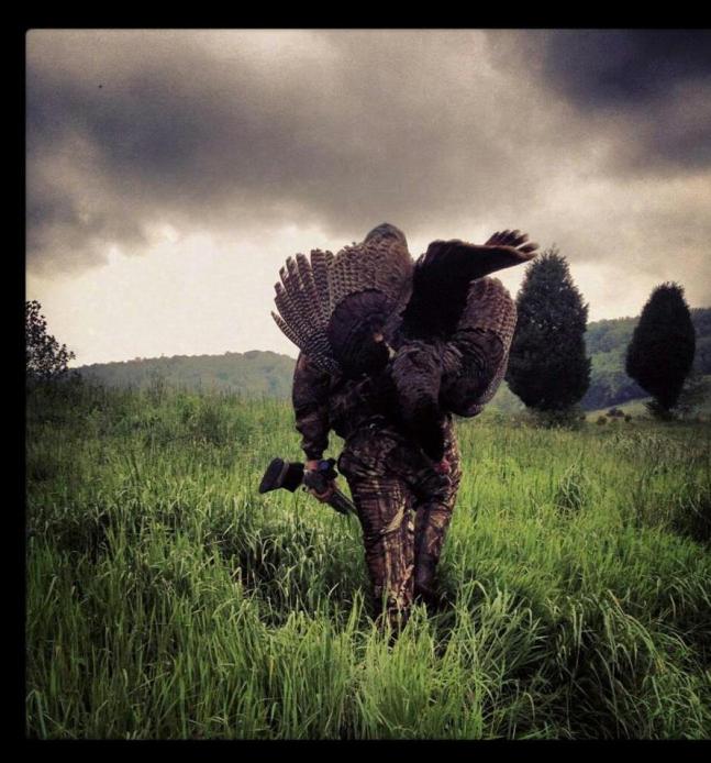 this was in greeneville tn about 6:30pm before a big storm came in and this ol tom was gobblin his head off to the thunder and about anything else! this was an awesome hunt and an amazing picture in my book. thanks damien paysinger