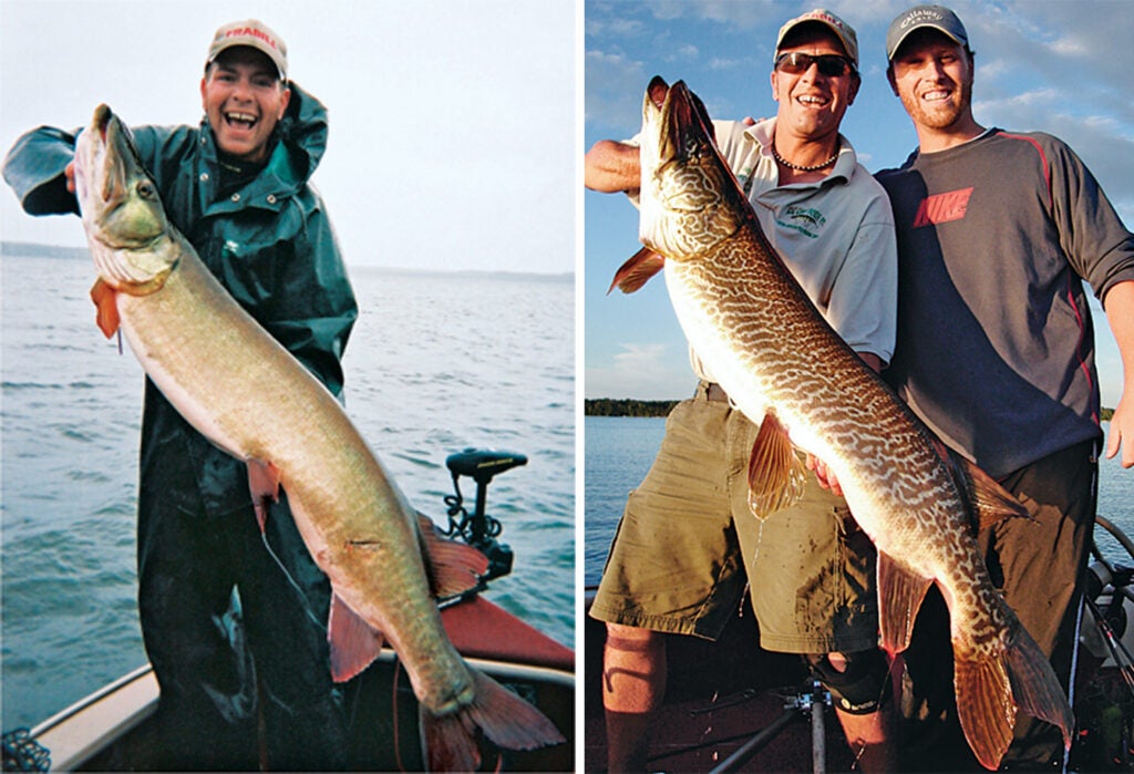 muskie guide shows off two muskiesâthe fish of 10000 casts