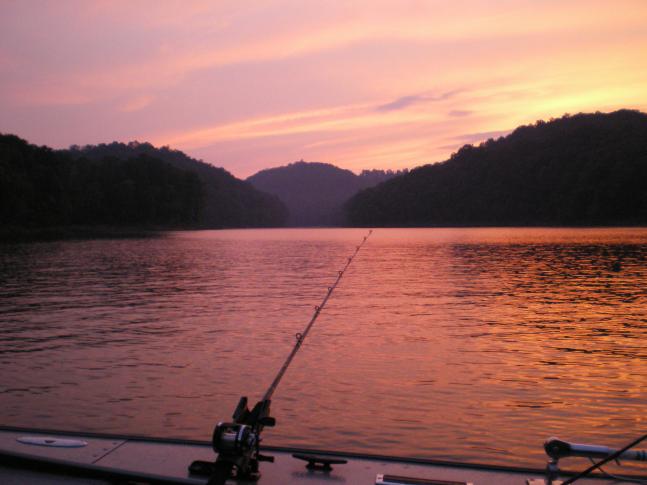 While trolling for stripers on Norris Lake in Tennessee, I couldn't resist taking this picture as the sun was setting.