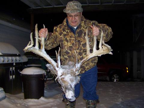 <a href="/photos/gallery/hunting/2010/03/possible-state-record-buck-found-dead-clinton-michigan/"><strong>#10.<br />
Possible State-Record Buck Found Dead in Michigan</strong></a> This 240-class buck found dead on a 10-acre property west of Clinton, Michigan, on Feb. 7 was potentially the highest-scoring whitetail ever recorded in the state's record book. The 26-pointer boasted 31-inch main beams and a 28 6/8-inch inside spread. This was truly the story of a fallen monster.<br />
<a href="/photos/gallery/hunting/2010/03/possible-state-record-buck-found-dead-clinton-michigan/"><br />
Read the story and see the photos here. </a>